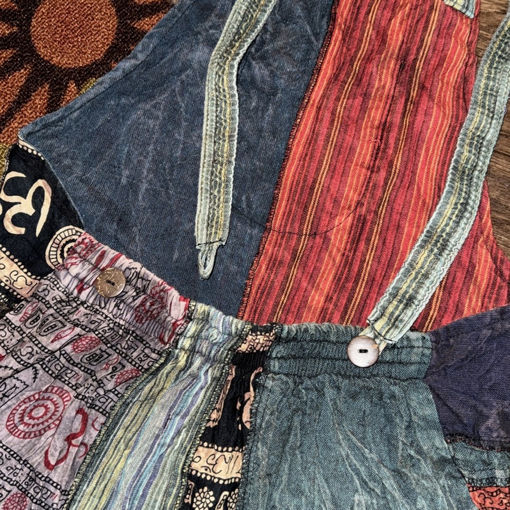 Patchwork short overalls - image 4